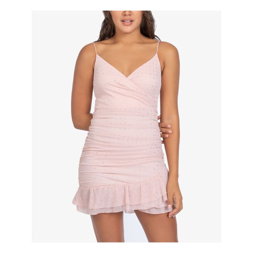B DARLIN Womens Pink Tiered Hem Spaghetti Strap Short Dress 9\10